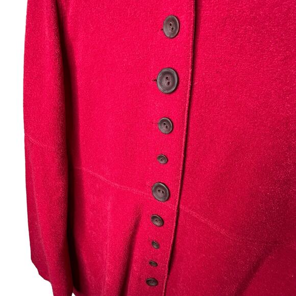 Soft Surroundings Red Fleece Tunic length Button up sweater size Medium - Picture 5 of 8